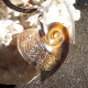 Collier pendentif coeur nacre miel foncée gravée, tribal 