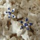 Boucles d'oreilles fleur 6 strass diamant Cz bleus