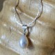 Collier pendentif perle blanche goutte 7mm eau douce Lac Biwa femme 