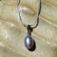 Collier 42 cm pendentif perle lavande goutte 7mm eau douce Lac Biwa pour femme