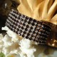 Bracelet élastique 6 rangs de strass diamant Cz marron