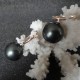 Boucles d'oreilles perles akoya 14 mm gris noir