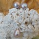 Parure collier perle poire lavande + Boucles d'oreilles perle lavande 12 mm lac biwa