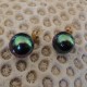 Boucles d'oreilles tige argent perles bleues vertes akoya 12 mm AKOYA 