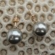 Boucles d'oreilles clou tige perle noire akoya 12 mm NATURELLE