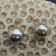 Boucles d'oreilles clou tige perle noire akoya 12 mm FEMME