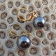 Boucles d'oreilles pendante perle noire akoya 8 mm